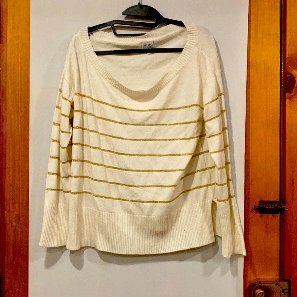 Casual cream and gold stripe sweater